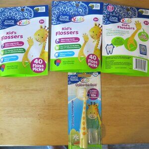 GURU NANDA Kids Flosser Picks & Toothbrush Bundle
